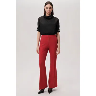 Exquise Origin Tailored High Rise Straight Leg Pants In Red