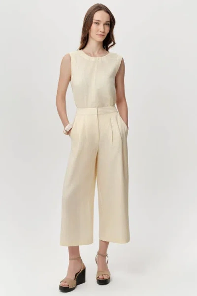Exquise Owen Pocket Zipper Culotte Linen Pants In Neutral