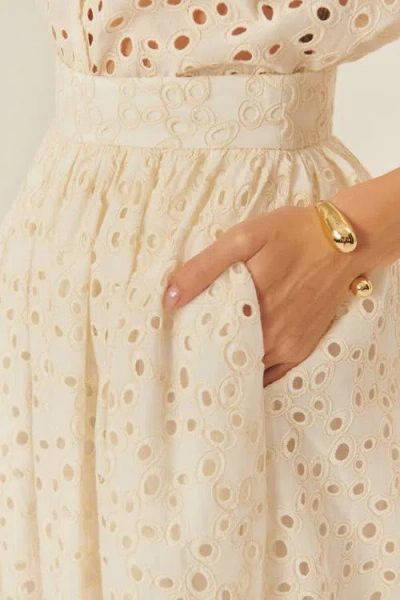 Exquise Paisley Cotton Midi Skirt In Neutral