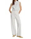 Exquise Palazzo Elastic Waist Knit Pants In Ecru In White
