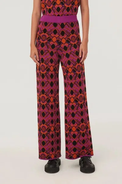 Exquise Patterned Knit Trousers In Red