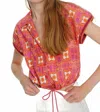 Exquise Patterned Low Sleeve Shirt In Original Print In Pink
