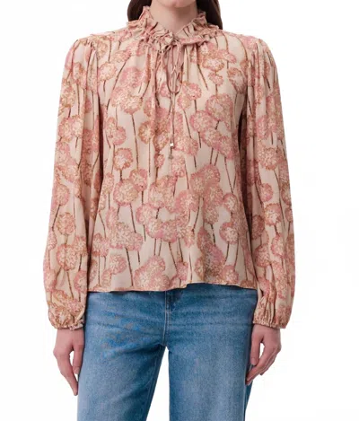 Exquise Paulaina Printed Blouse In Multicolor Beige In Pink
