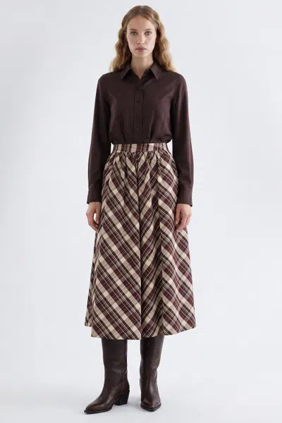 Exquise Pleated Midi Skirt With Pockets In Multi