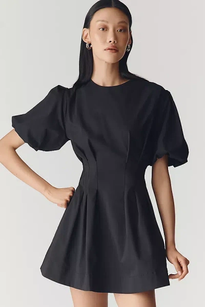 Exquise Puff-sleeve Mini Dress In Black