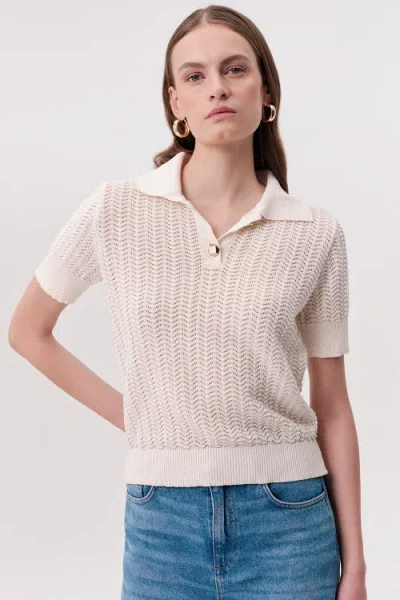 Exquise Rachelle Short Sleeve Knit Blouse In Brown