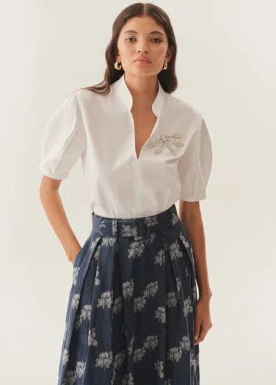 Exquise Rawon Short Sleeved Blouse In White