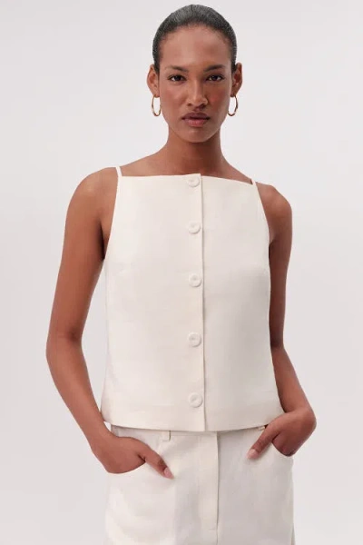 Exquise Rebeca Square Neck Button Front Sleeveless Blouse In Multi