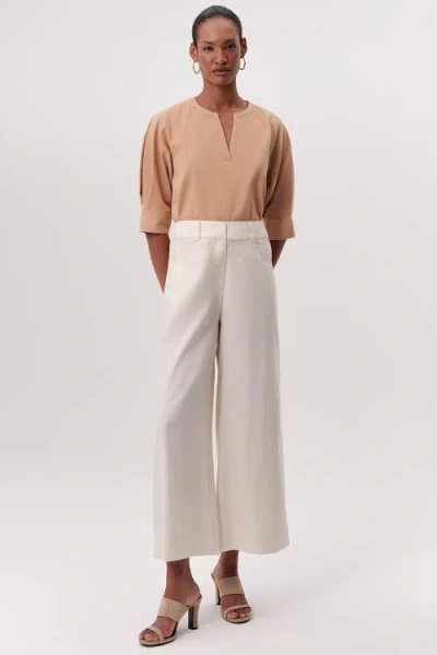 Exquise Rebecca High Rise Zippered Wide Leg Pants In Neutral