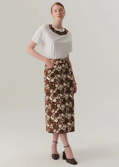 Exquise Rosalie Midi Skirt In Brown
