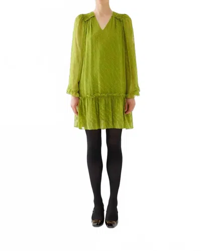 Exquise Ruffle Dress In Green Oil