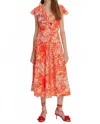 Exquise Ruffle Neck Floral Maxi Dress In Original Print In Multi