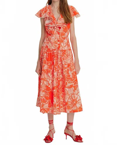 Exquise Ruffle Neck Floral Maxi Dress In Original Print In Multi