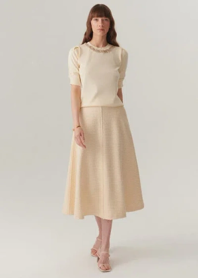 Exquise Ruth Midi Flared Skirt In Neutral