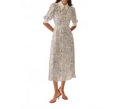 Exquise Sawyer Midi Dress In White/navy In Multi