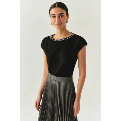 Exquise Scout Dropped Shoulder Knit Blouse In Black