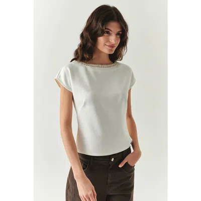 Exquise Scout Dropped Shoulder Knit Blouse In White