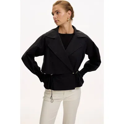 Exquise Shirt Collar Cotton Jacket In Black