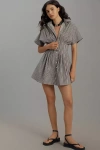 Exquise Short-sleeve Mini Shirt Dress In Grey