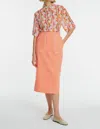 Exquise Short Sleeve Patterned Jacquard Shirt In Original Print In Orange