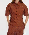 Exquise Short Sleeve Patterned Shirt In Original Print In Brown