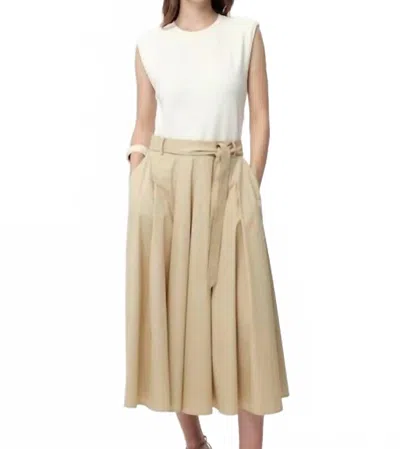 Exquise Sidney Crew Neck Pocket Belted Midi Dress In Ecru In Neutral