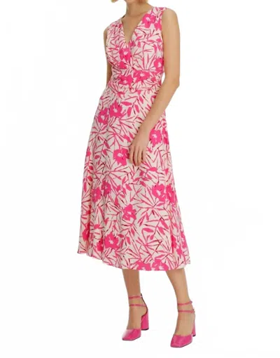 Exquise Sleeveless Flared Skirt Patterned Midi Dress In Original Print