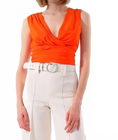 Exquise Sleeveless V Neck Blouse In Orange