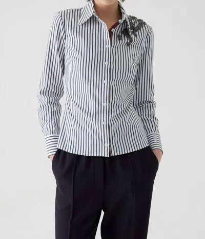 Exquise Slim Fit Striped Shirt In Blue