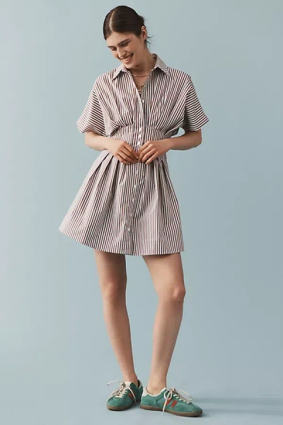 Exquise The @heynasreen Tobie Button-front Pleated Mini Shirt Dress By