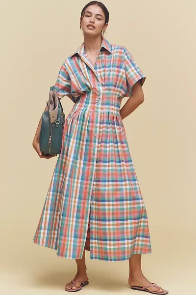 Exquise The Tobie Button-front Pleated Shirt Dress By  In Pink