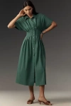 Exquise The Tobie Button-front Pleated Shirt Dress By  In Green