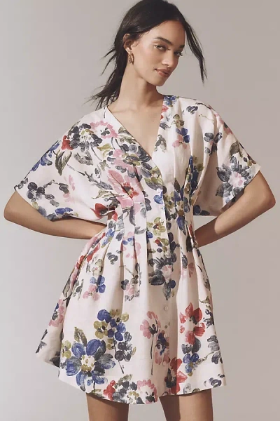 Exquise The Tobie Button-front Pleated Shirt Dress By : Linen Mini Edition In Multicolor