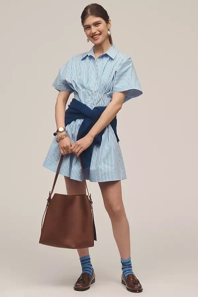 Exquise The Tobie Button-front Pleated Shirt Dress By : Mini Edition In Blue