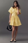Exquise The Tobie Button-front Pleated Shirt Dress By : Mini Edition In Yellow