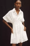 Exquise The Tobie Button-front Pleated Shirt Dress By : Mini Eyelet Edition In White