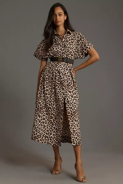 Exquise The Tobie Button-front Pleated Shirt Dress By  In Multicolor