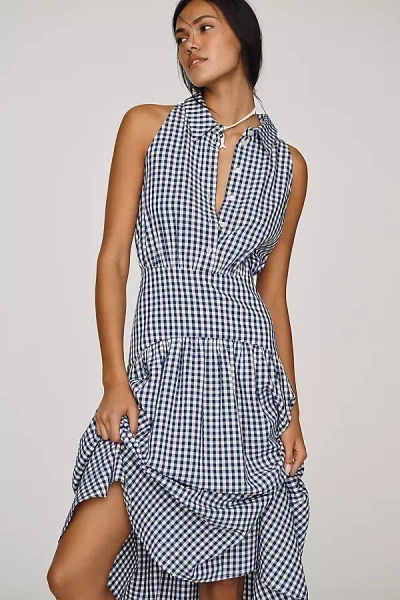 Exquise The Tobie Drop-waist Midi Shirt Dress By  In Blue