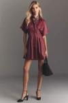 Exquise The Tobie Faux-leather Mini Shirt Dress By  In Red