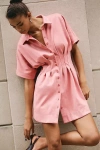 Exquise The Tobie Faux-suede Mini Shirt Dress By  In Red