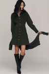 Exquise The Tobie Long-sleeve Corduroy Mini Shirt Dress By  In Green