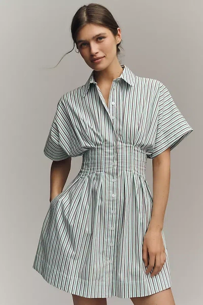 Exquise The Tobie Mini Shirt Dress By  In Blue