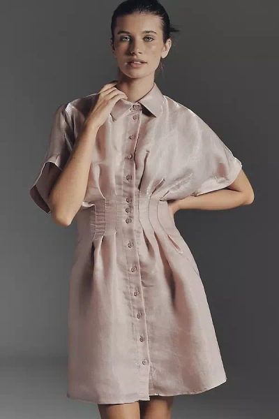 Exquise The Tobie Organza Mini Shirt Dress By  In Pink