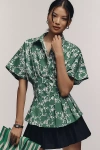 Exquise The Tobie Pleated Blouse By : Short-sleeve Edition In Green