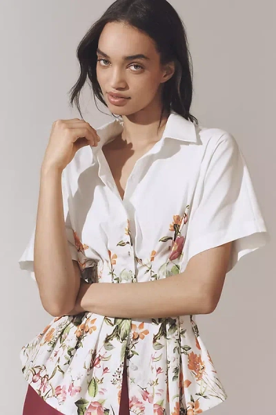 Exquise The Tobie Pleated Blouse By : Short-sleeve Edition In White