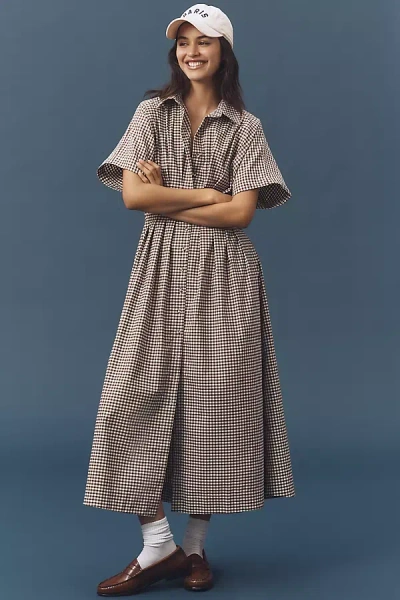 Exquise The Tobie Studded Shirt Dress By  In Brown