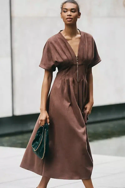 Exquise The Tobie Suede Shirt Dress By  In Gold