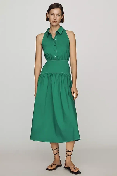 Exquise Tobie Drop-waist Midi Shirt Dress By  In Green