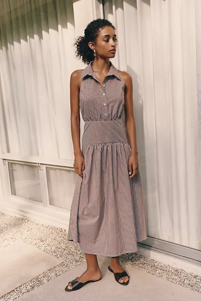 Exquise Tobie Drop-waist Midi Shirtdress By  In Brown