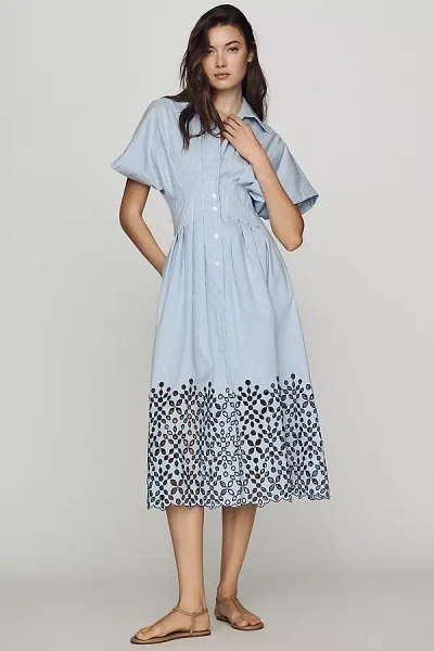 Exquise Tobie Eyelet Shirt Dress By  In Blue